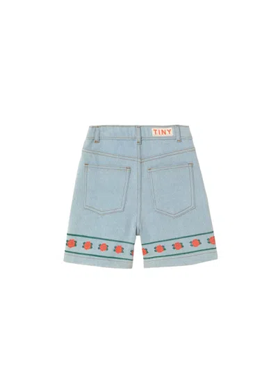 Tinycottons Bermuda Denim "roses" In Blue