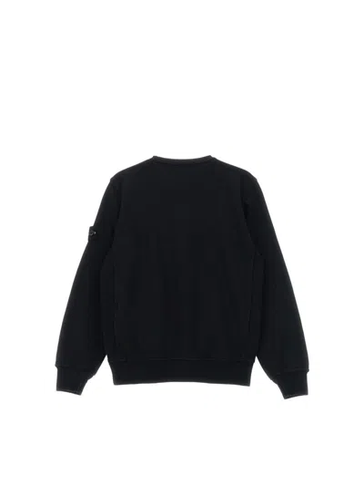 Stone Island Kids Mini Ribbed Neckline Sweatshirt For Boys In Black