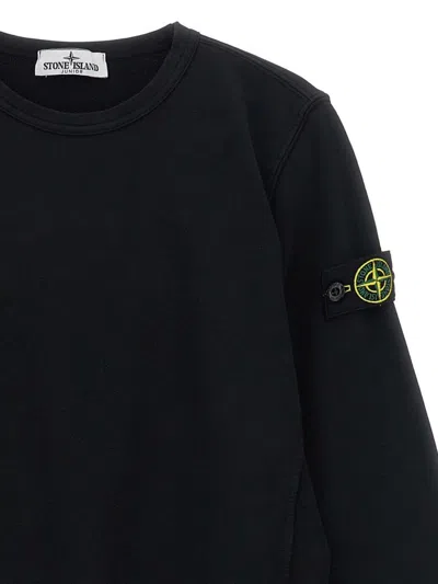 Stone Island Kids Mini Ribbed Neckline Sweatshirt For Boys In Black