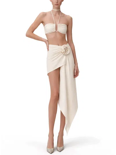 Magda Butrym Mini Skirt With Drape In Neutral