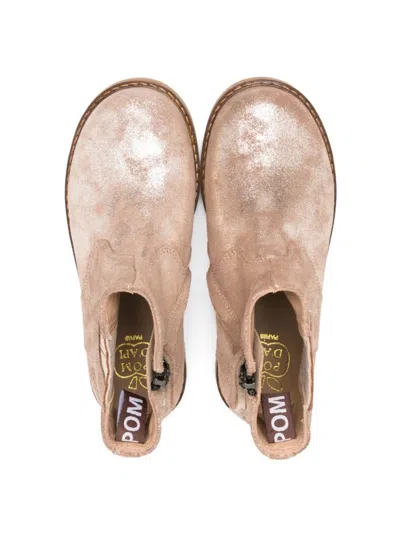Pom D'api Mini Leather Boots For Girls In Pink