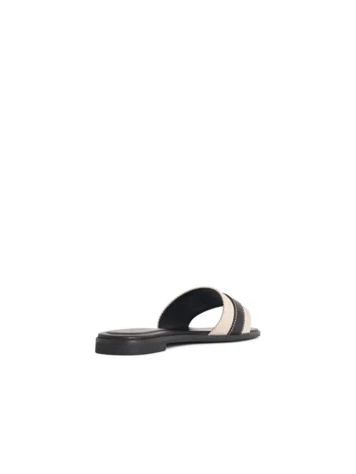 Tory Burch 'romy' Brown Lear Blend Slippers In Multi