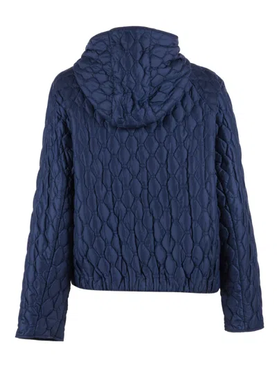 Duno Diamond Pattern Hooded Quilted Down Jacket In Blue