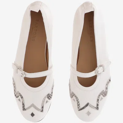 Sartore Leather And Python Balerinas In White