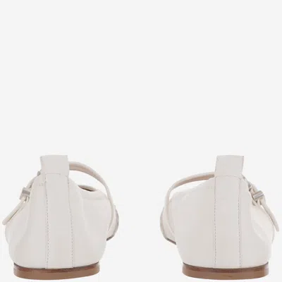 Sartore Leather And Python Balerinas In White