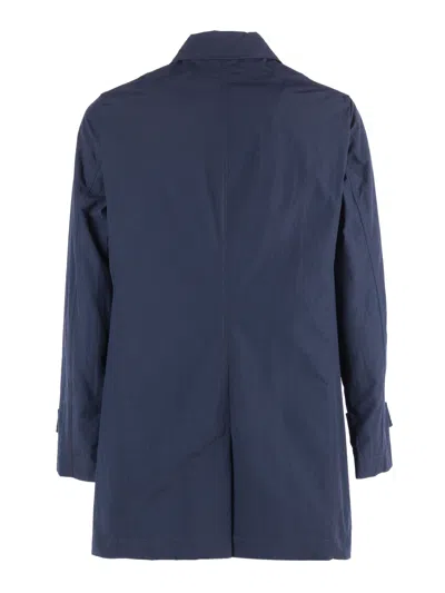 Camplin Concealed Button Mid Length Jacket In Blue