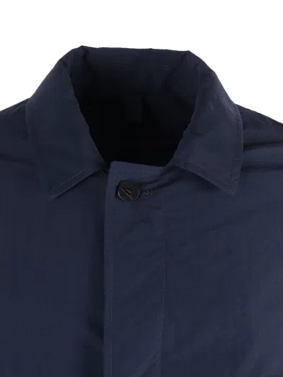 Camplin Concealed Button Mid Length Jacket In Blue