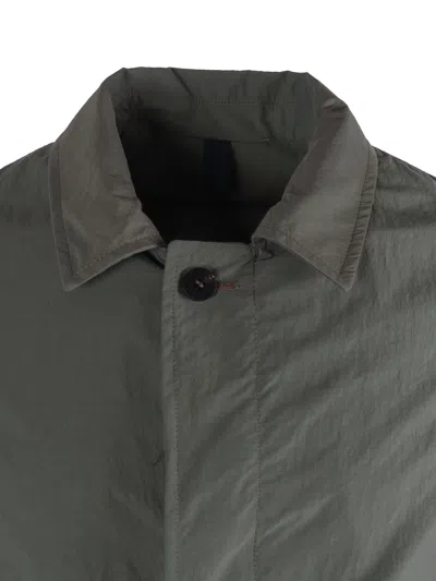 Camplin Concealed Button Mid Length Coat In Gray