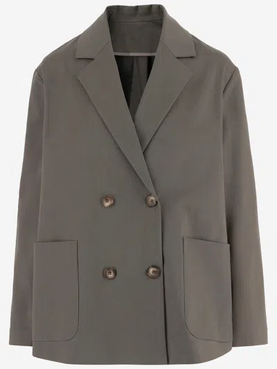 Fit F.it Stretch Cotton Double Breasted Jacket In Green
