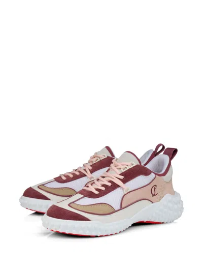Christian Louboutin Mara Flat Sneakers Rear Pull Tab Contrast Panels In Rosa