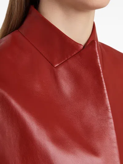 Khaite Dolso Single-breasted Leather Cape Jacket In Red