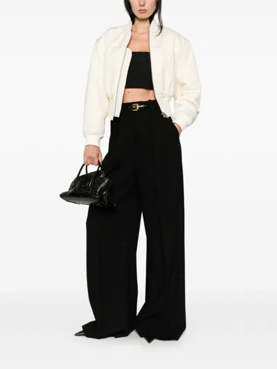 Balenciaga Cropped Bomber Jacket In Technical Faille In White