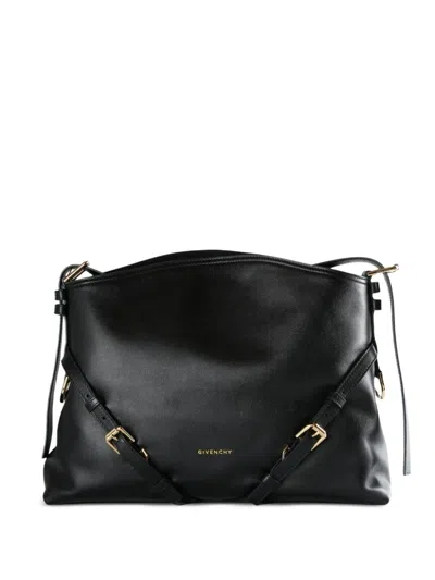 Givenchy Voyou Medium Leather Shoulder Bag In Black