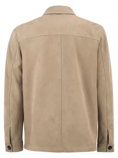 Pt Torino Tailored Suede Leather Jacket In Brown