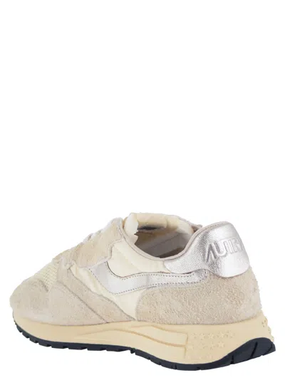 Autry Reelwind Suede And Technical Textile Trainer In Neutral