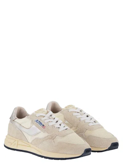 Autry Reelwind Suede And Technical Textile Trainer In Neutral