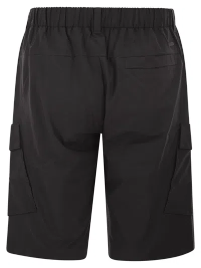 Herno Technical Fabric Cargo Bermuda Shorts In Black