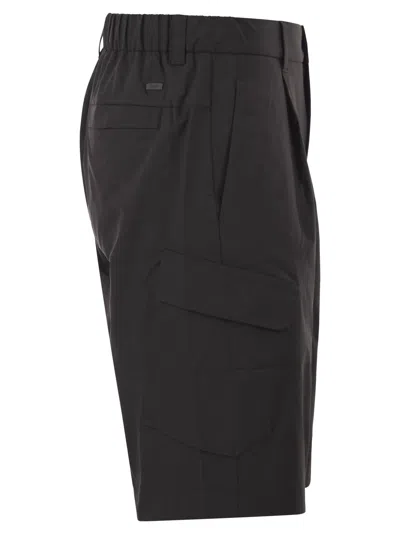 Herno Technical Fabric Cargo Bermuda Shorts In Black