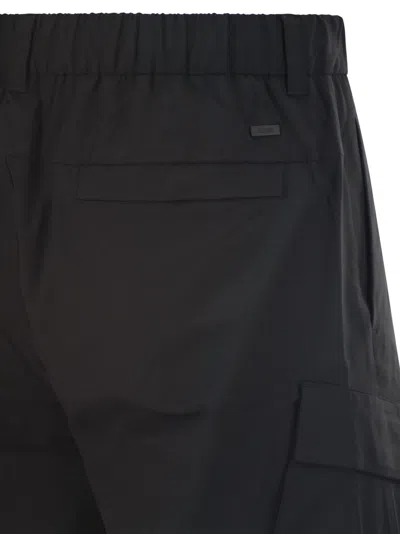 Herno Technical Fabric Cargo Bermuda Shorts In Black