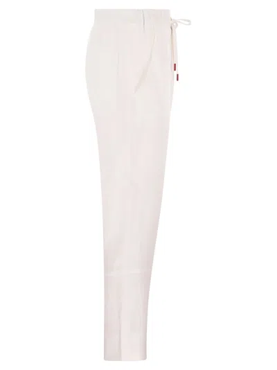 Kiton Tailored Linen Drawstring Trousers In Neutral