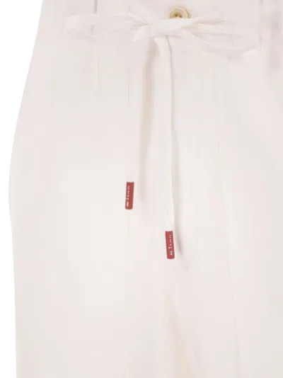 Kiton Tailored Linen Drawstring Trousers In Neutral