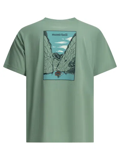 Montbell Light Blue Polyester T-shirt In Green