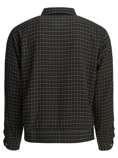 Needles Dobby Square Black Rayon Polyester Lightweight Jacket In Black