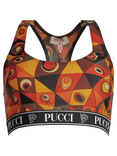 Pucci Occhi Print Cropped Top In Multi