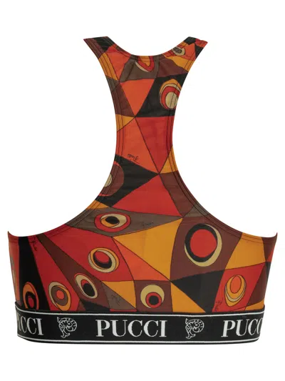 Pucci Occhi Print Cropped Top In Multi