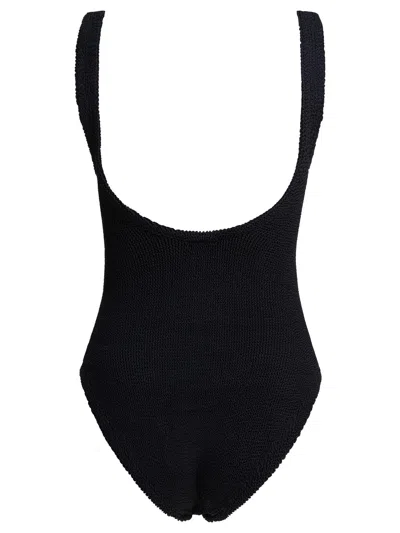 Hunza G Coverage Celine Swim With Fabric Covered Hoop Black In Black
