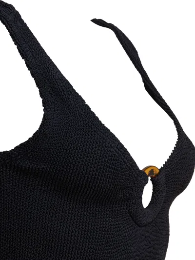 Hunza G Coverage Celine Swim With Fabric Covered Hoop Black In Black