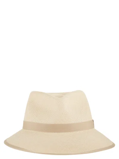 Max Mara Maxmara Mxadolmen Woven Straw Hat With Grosgrain Band In Neutral