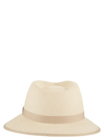 Max Mara Maxmara Mxadolmen Woven Straw Hat With Grosgrain Band In Neutral