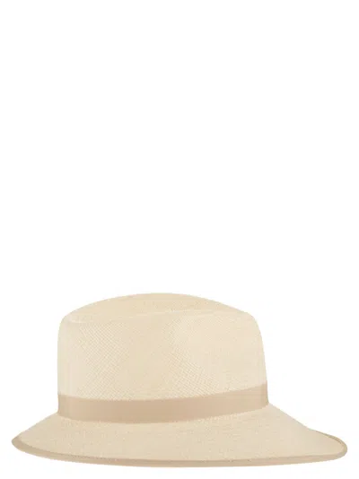 Max Mara Maxmara Mxadolmen Woven Straw Hat With Grosgrain Band In Neutral