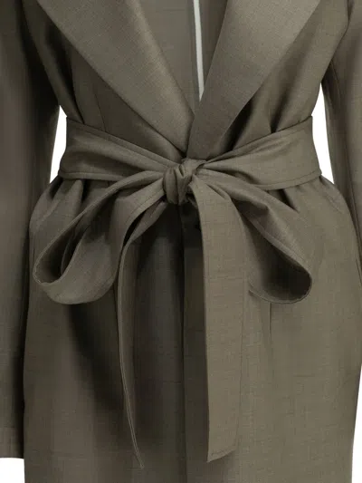 Sa Su Phi Belted Double-breasted Coat In Brown