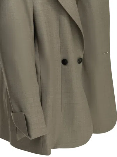 Sa Su Phi Belted Double-breasted Coat In Brown