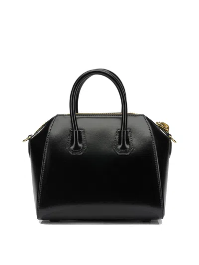 Givenchy Antigona Small Black Handbag With Laminated Logo In Hammered Leather Woman In Black