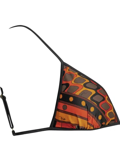 Pucci Vivara Triangle Bikini Top Patterned Design In Brown
