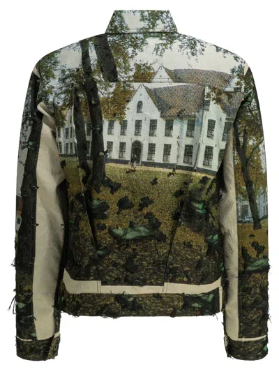 Junya Watanabe Collared Jacquard Jacket Graphic Print Pockets In Green