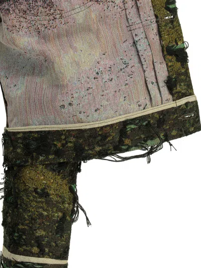 Junya Watanabe Collared Jacquard Jacket Graphic Print Pockets In Green