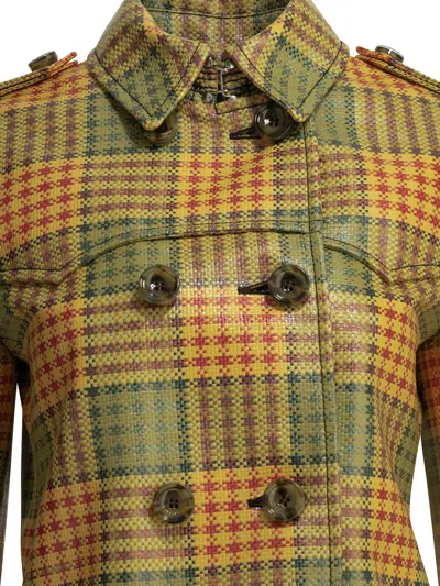 Burberry Summerside Check Yellow Polyester Nylon Trench Coat In Multi