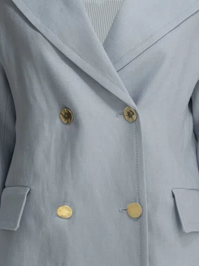 Max Mara S Linen Double Breasted Blazer In Multi