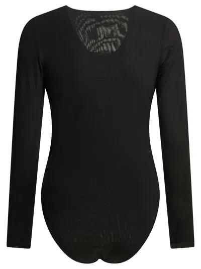 Zimmermann Black Viscose Elastane Long-sleeved Bodysuit In Black