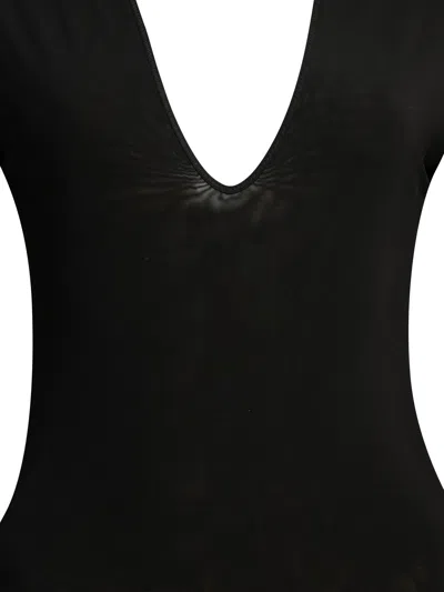 Zimmermann Black Viscose Elastane Long-sleeved Bodysuit In Black