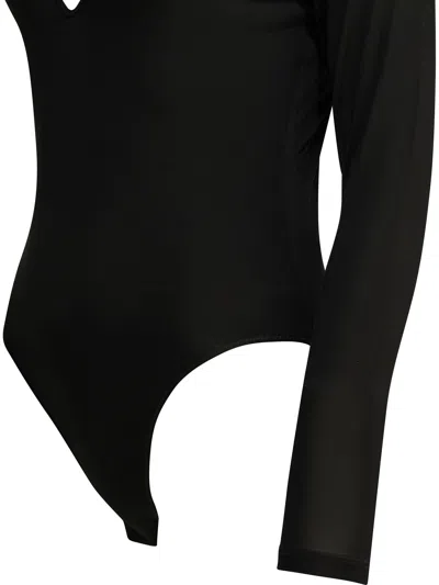 Zimmermann Black Viscose Elastane Long-sleeved Bodysuit In Black