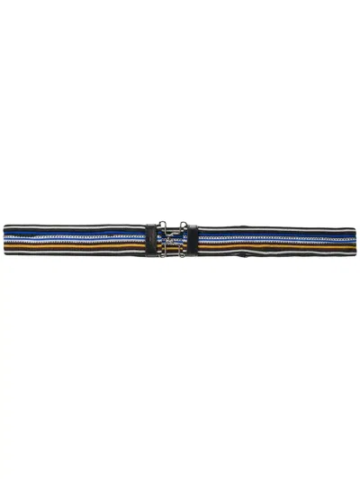 Prada Striped Clasp Buckle Belt Elastic Cotton In Multi