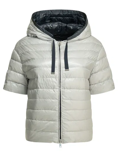 Herno Reversible Short Down Jacket In Blue