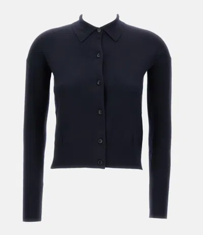 Max Mara Knit Cardigan Long Sleeves Ribbed Hem In Black