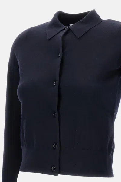 Max Mara Knit Cardigan Long Sleeves Ribbed Hem In Black