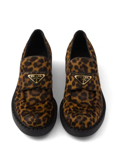 Prada 50mm Chocolate Loafers In Multi